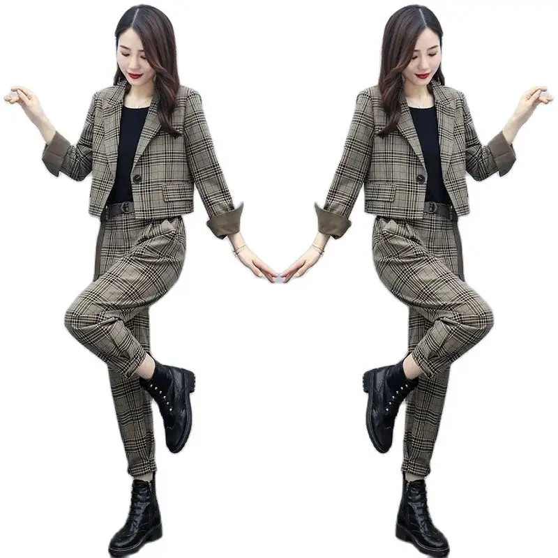 One-Piece/Suit Fashion Suit Women's 2022 Spring New Western-Style Plaid Harem Pants Age-Reducing Tooling Two-Piece Set
One-Piece/Suit Fashion Suit Women's 2022 Spring New Western-Style Plaid Harem Pants Age-Reducing Tooling Two-Piece Set