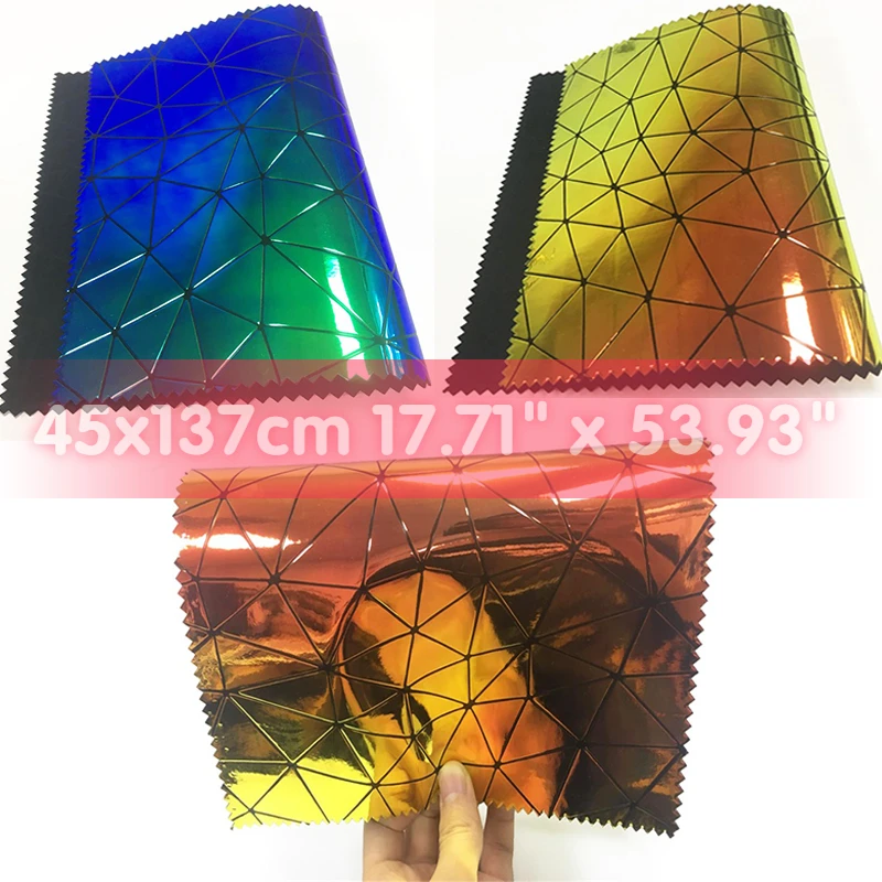 135x45cm Geometric abstract synthetic PU leather Dichroic Holographic Metallic Leather Fabric Sheet For Bag/DIY Handmade Vinyl
135x45cm Geometric abstract synthetic PU leather Dichroic Holographic Metallic Leather Fabric Sheet For Bag/DIY Handmade Vinyl