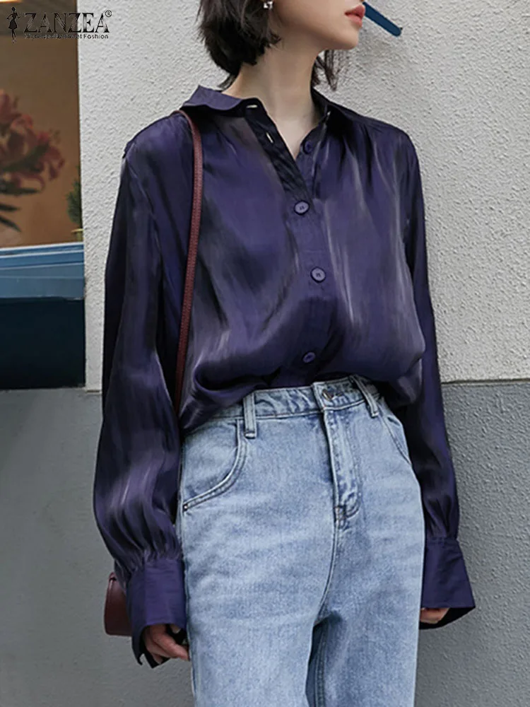 ZANZEA Long Sleeve Casual Blusas Sexy Elegant Glossy Vintage Blouse Lapel Collar 2023 Summer Women Office Tops Loose Long Shirt
ZANZEA Long Sleeve Casual Blusas Sexy Elegant Glossy Vintage Blouse Lapel Collar 2023 Summer Women Office Tops Loose Long Shirt