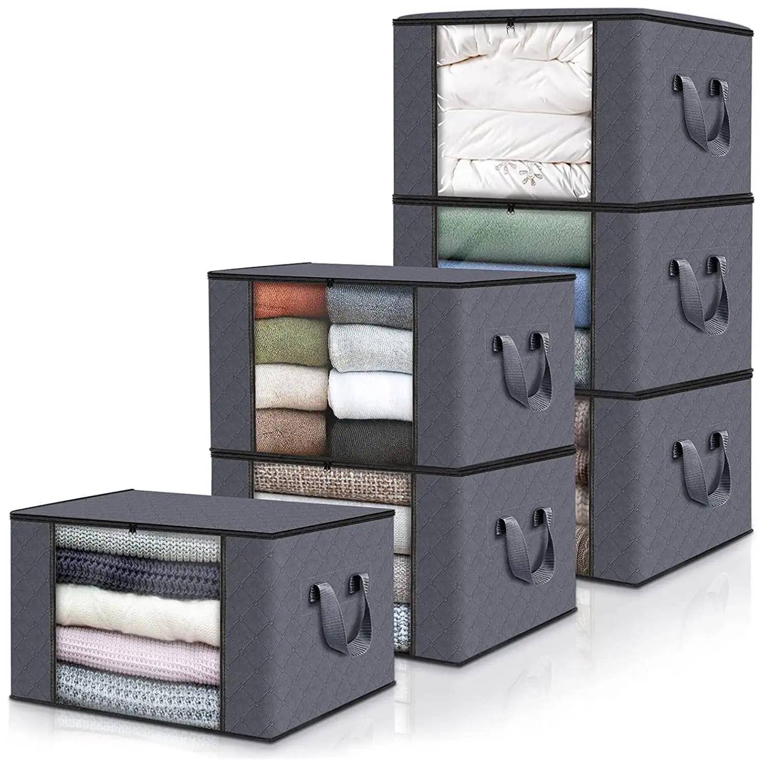 6-Pack Clothes Storage, Foldable Blanket Storage Bags, Storage Containers for Organizing Bedroom, Closet, Grey
6-Pack Clothes Storage, Foldable Blanket Storage Bags, Storage Containers for Organizing Bedroom, Closet, Grey