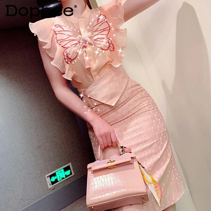 Conjuntos De Falda 2022 Summer New Elegant Ruffle Shirt + High Waist Skirt Two-Piece Set Ladies Sweet Outfits
Conjuntos De Falda 2022 Summer New Elegant Ruffle Shirt + High Waist Skirt Two-Piece Set Ladies Sweet Outfits