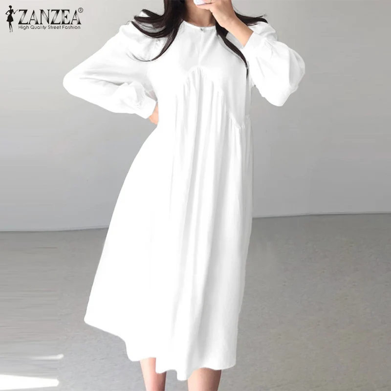 2021 Oversized ZANZEA Women Pleated Midi Dress Vestidos Casual Long Sleeve Sundress Solid A-line Party Dress Female Holiday Robe
2021 Oversized ZANZEA Women Pleated Midi Dress Vestidos Casual Long Sleeve Sundress Solid A-line Party Dress Female Holiday Robe
