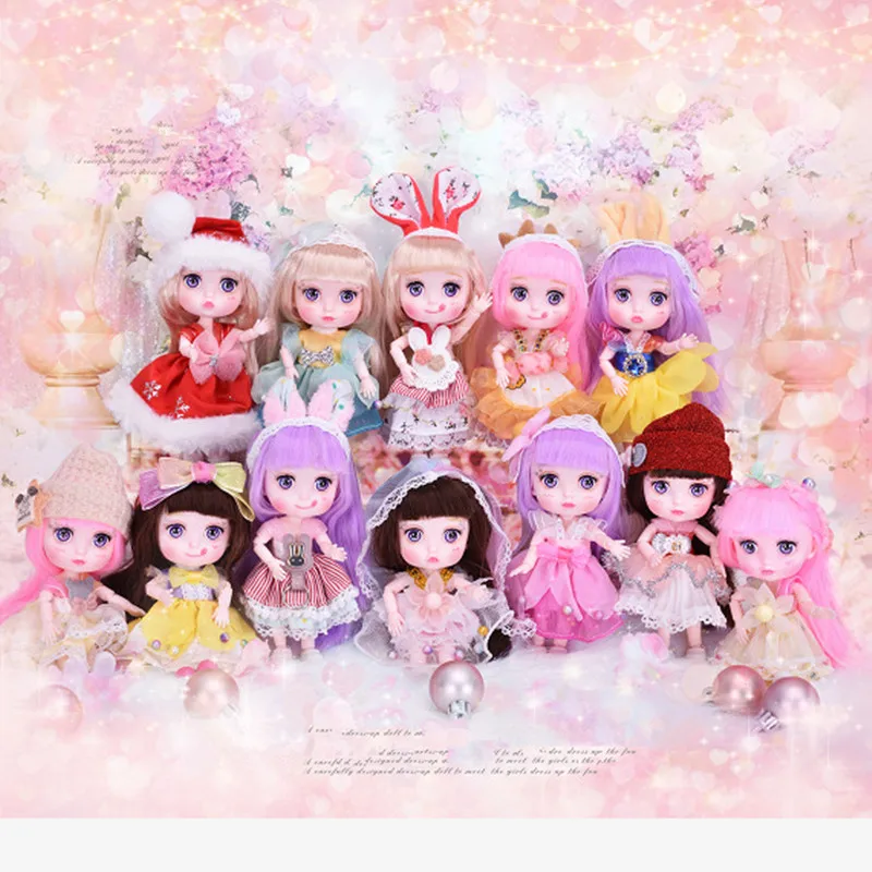 

16cm BJD Fashion Personality Doll 3D Big Eyes Cute Expression Fairy Tale Princess Dress Up Doll Children with Accessories Toys