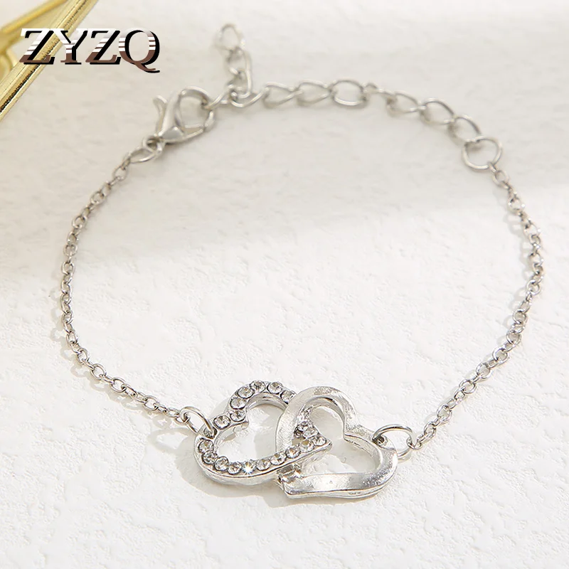 ZYZQ Romantic Simple Heart-to-Heart Bracelet for Women Creative Asymmetric Metal Bracelet Fashion Wedding Temperament Jewelry 
ZYZQ Romantic Simple Heart-to-Heart Bracelet for Women Creative Asymmetric Metal Bracelet Fashion Wedding Temperament Jewelry
