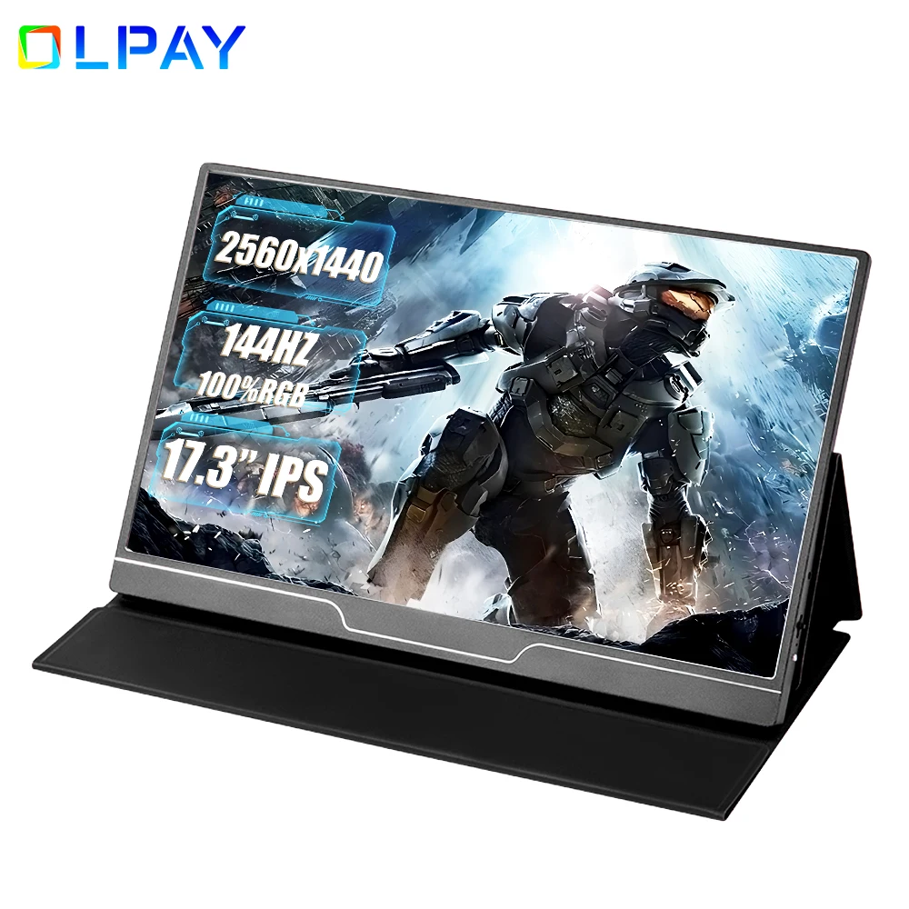

2K 17.3 144hz Portable Monitor 100%RGB 2560*1440 IPS Screen Display HDMI USB Type C for Laptop PC Mac Phone PS4 PS5 Game Monitor