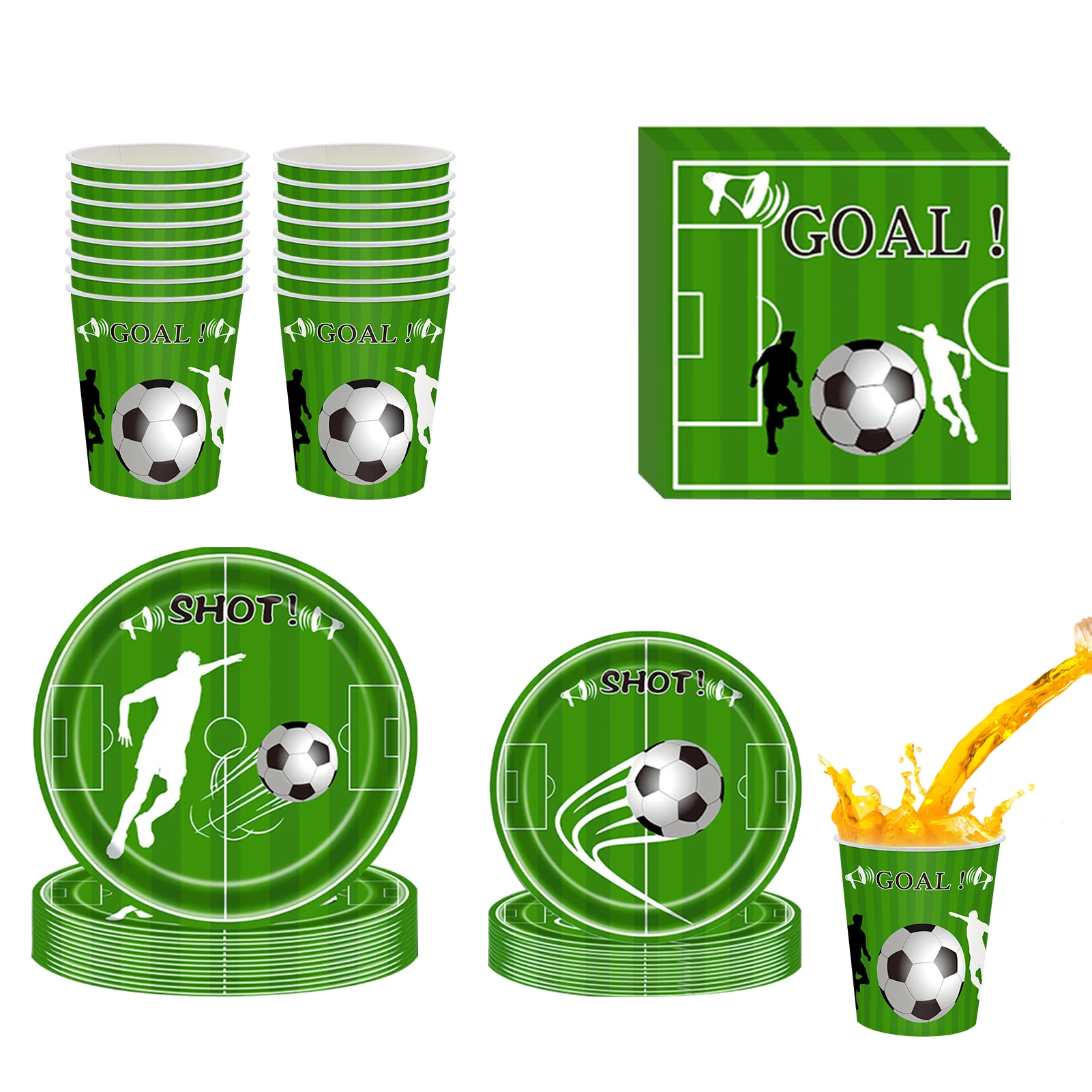 

68 шт., принадлежности для футбольвечерние, зеленый футбольный мяч, столовая посуда, принадлежности для футбольвечерние, футбольные тематич...