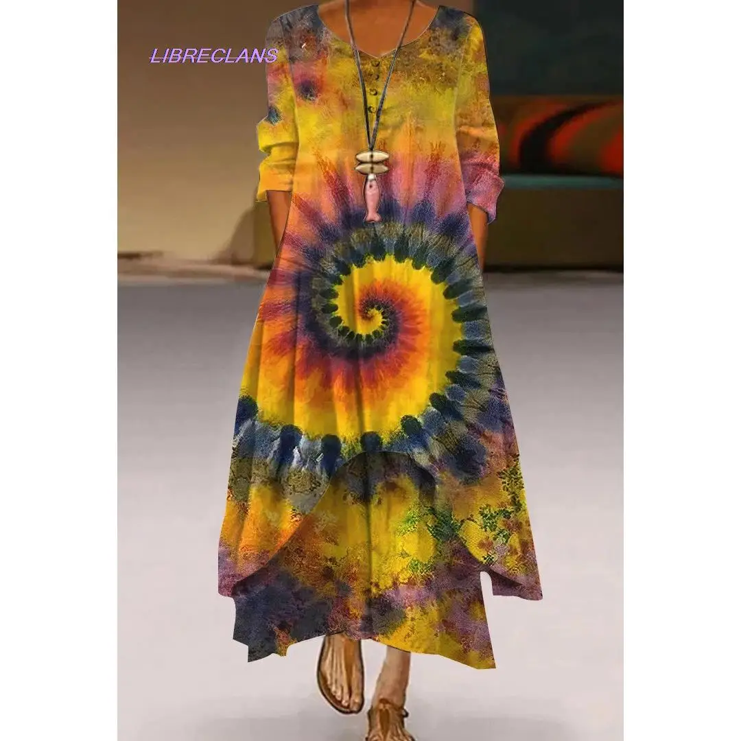 Women's Tie Dye Art Abstrac Long Dress Aesthetic Asymmetric Vestidos Boho 3D Print Long Loose Ankle-Length Party Evening Dresses
Women's Tie Dye Art Abstrac Long Dress Aesthetic Asymmetric Vestidos Boho 3D Print Long Loose Ankle-Length Party Evening Dresses