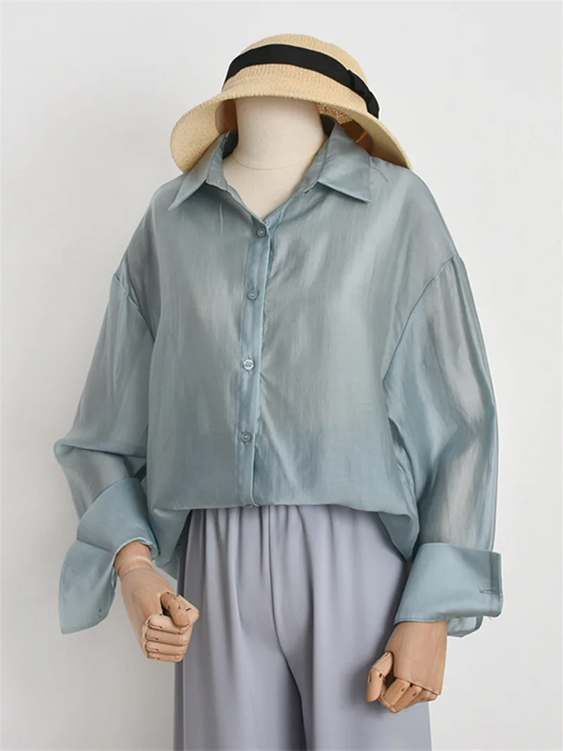 Женская рубашка с отложным воротником, Офисная Легкая однотонная рубашка из вискозы карамельных цветов, универсальная свободная повседневная верхняя одежда, весна 
Женская рубашка с отложным воротником, Офисная Легкая однотонная рубашка из вискозы карамельных цветов, универсальная свободная повседневная верхняя одежда, весна