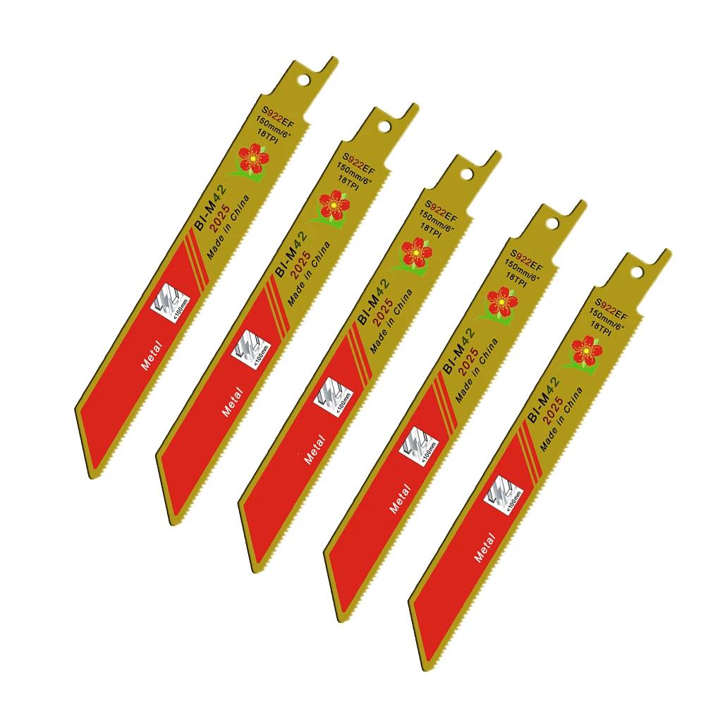 5 Pcs Jigsaw Blades S922EF 152mm Bi-metal Gold Reciprocating Saw Blades For Thin Metal Cutting Tools Power Tools Accessories
5 Pcs Jigsaw Blades S922EF 152mm Bi-metal Gold Reciprocating Saw Blades For Thin Metal Cutting Tools Power Tools Accessories