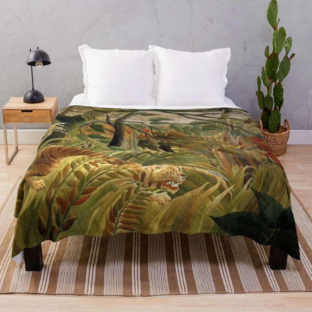 

Tiger in a Tropical Storm - Henri Rousseau Throw Blanket fashion sofa blankets soft dorm room essentials throw rug