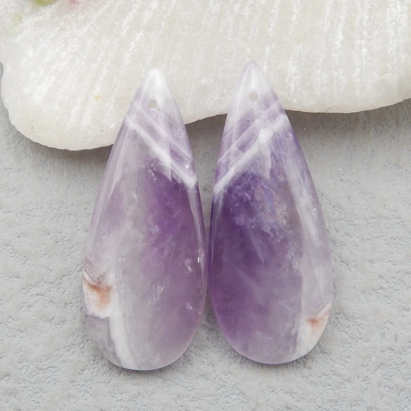 

Natural Semi-precious stones, Jewelry accessories Amethyst Earring Bead 36x15x5mm8.3g