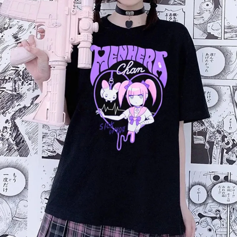 Women T Shirts Harajuku Aesthetic Gothic Cartoon Short Sleeve T-Shirt Women Summer Ulzzang Hip Hop Loose Casual Streetwear Tops
Women T Shirts Harajuku Aesthetic Gothic Cartoon Short Sleeve T-Shirt Women Summer Ulzzang Hip Hop Loose Casual Streetwear Tops