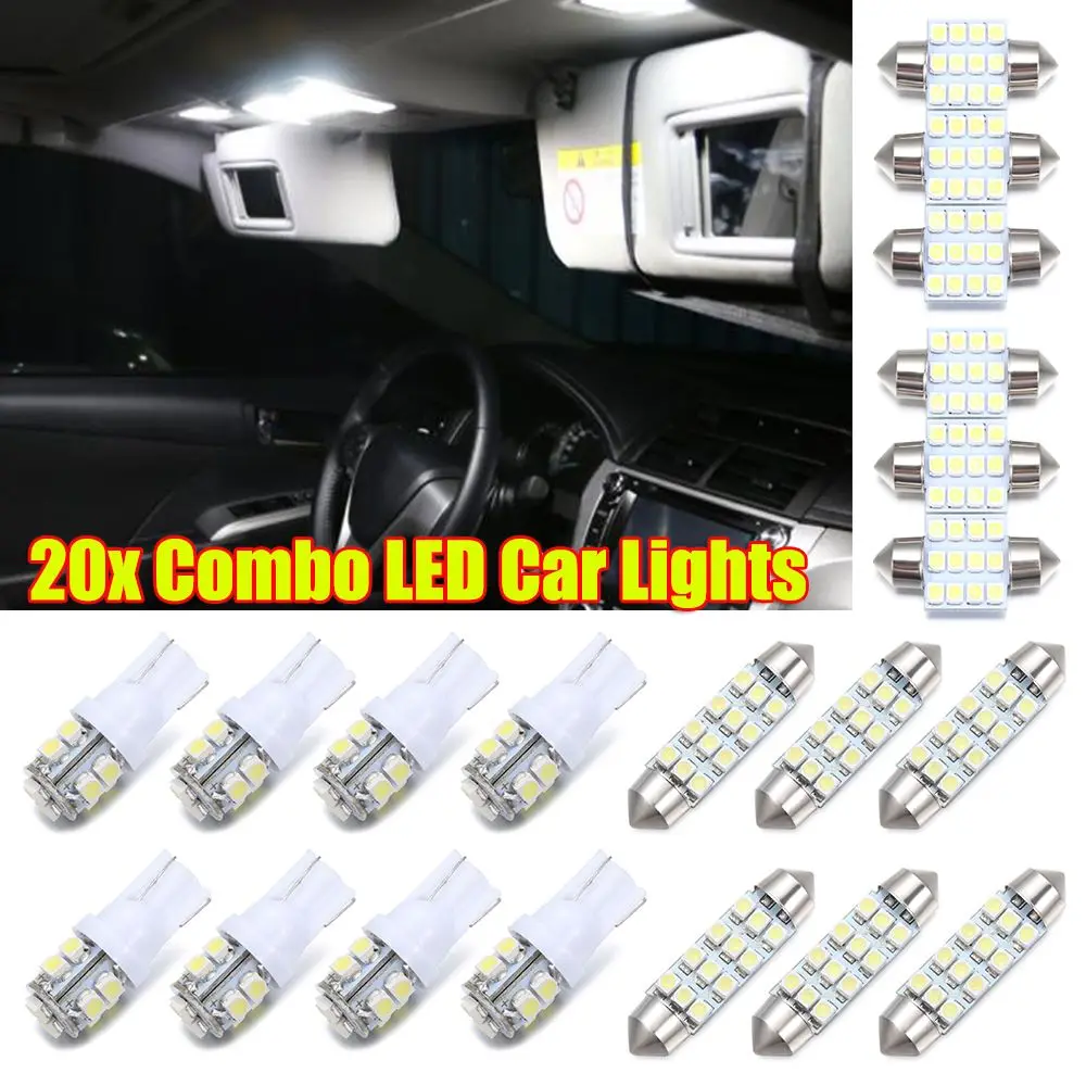 20Pcs Combo LED Car Interior Inside Light New and High Quality Dome Map Door License Plate Lights White Auto Interior Lights
20Pcs Combo LED Car Interior Inside Light New and High Quality Dome Map Door License Plate Lights White Auto Interior Lights