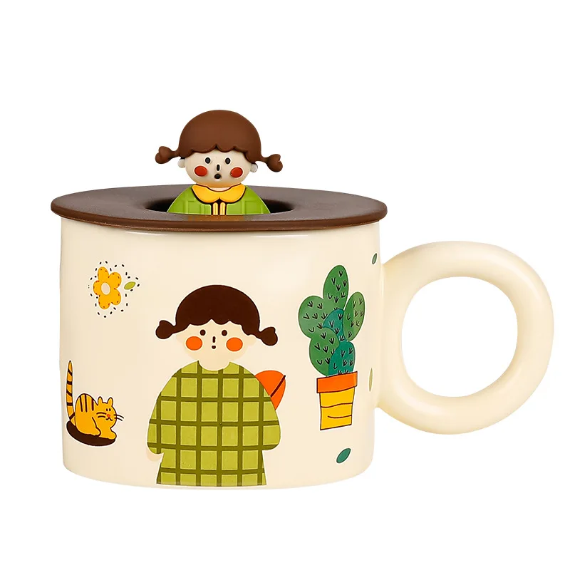Cute Mug Coffee Mug Ceramic Mug Home Breakfast Cartoon Water Cup with Lid
Cute Mug Coffee Mug Ceramic Mug Home Breakfast Cartoon Water Cup with Lid