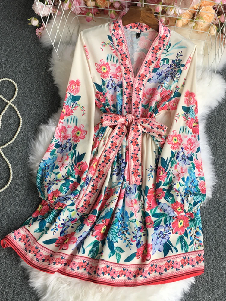 LY VAREY LIN New Spring Print Floral Dress Women Fashion V-neck Lace-up High Waist Dress Lady Elegant A-line Short Dresses
LY VAREY LIN New Spring Print Floral Dress Women Fashion V-neck Lace-up High Waist Dress Lady Elegant A-line Short Dresses