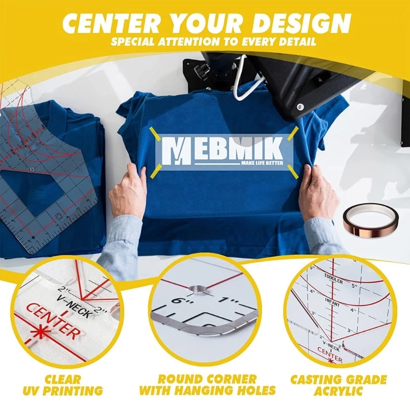 T-Shirt Alignment Ruler T-Shirt Ruler Guide Tool, T-Shirt Alignment Tool for Vinyl Placement and Sublimation Heat Press F19E
T-Shirt Alignment Ruler T-Shirt Ruler Guide Tool, T-Shirt Alignment Tool for Vinyl Placement and Sublimation Heat Press F19E