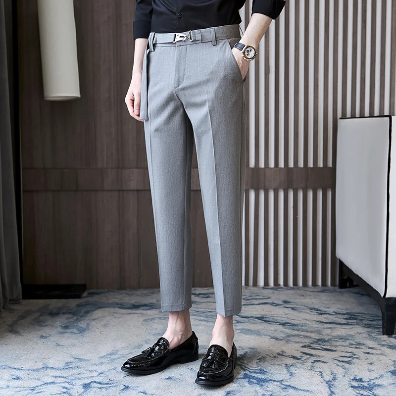2023 Hombre Spring New Solid Ankle Length Business Formal Wear Men Clothing Dress Pants Slim Fit Casual Office Trousers 28-36
2023 Hombre Spring New Solid Ankle Length Business Formal Wear Men Clothing Dress Pants Slim Fit Casual Office Trousers 28-36