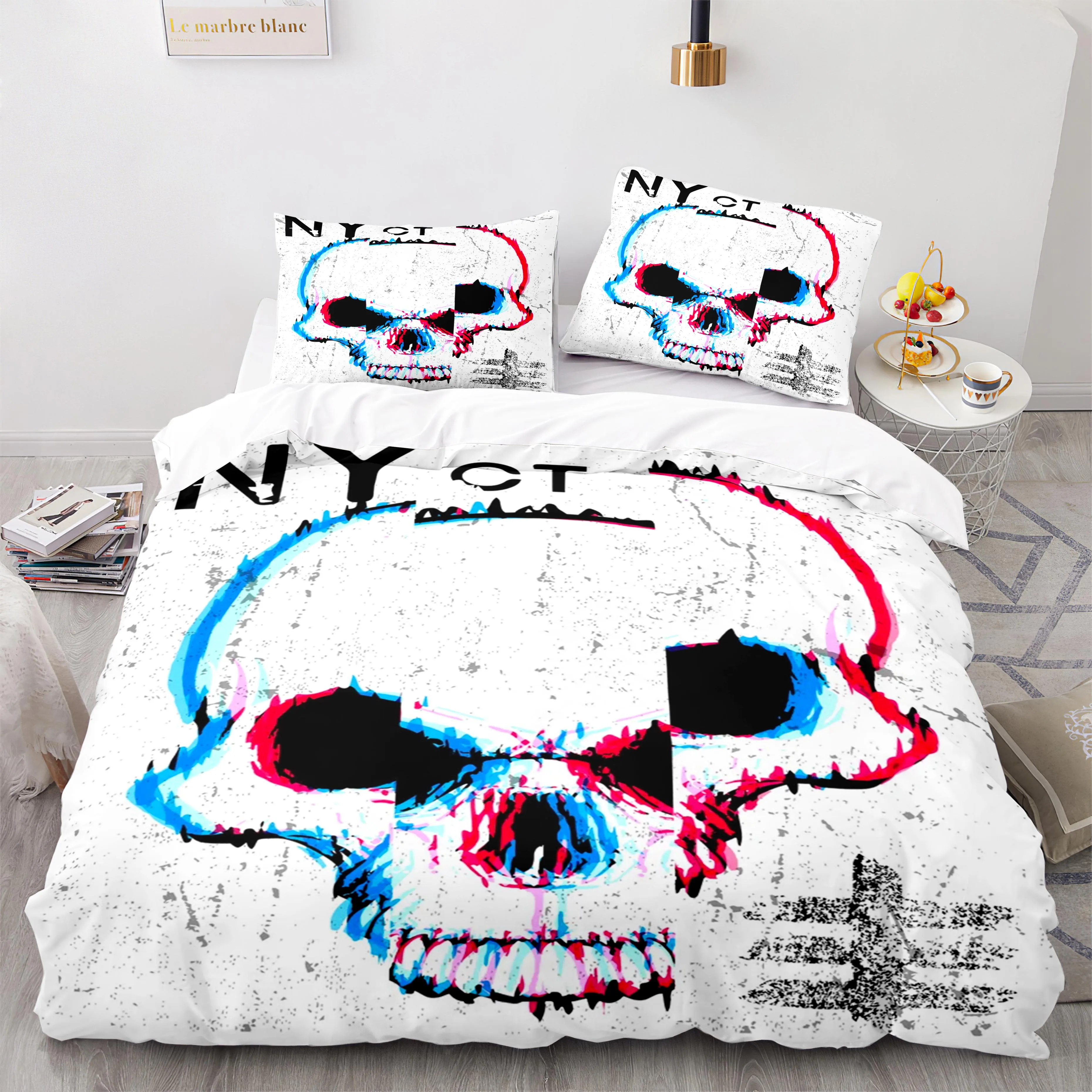 Skull King Queen Duvet Cover Gothic Skeleton Bedding Set for Adults Youth Personalized Halloween Bones Polyester Quilt Cover
Skull King Queen Duvet Cover Gothic Skeleton Bedding Set for Adults Youth Personalized Halloween Bones Polyester Quilt Cover
