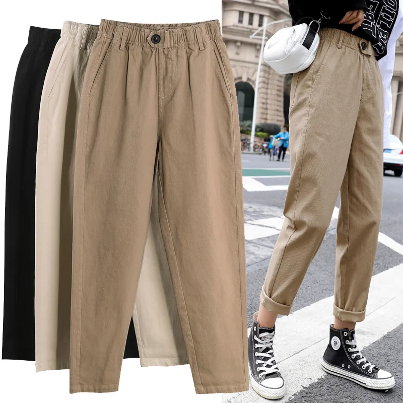 Womens Straight Casual Pants Fashion Overalls Korean High Waist Leisure Harem Pants Loose Elastic Waist Pants Women Trousers
Womens Straight Casual Pants Fashion Overalls Korean High Waist Leisure Harem Pants Loose Elastic Waist Pants Women Trousers