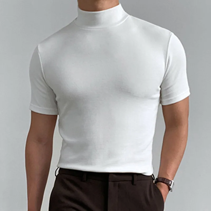 Men Half Turtleneck Solid T-Shirts Men Tops Short Sleeve Black Thin Fit Tee Korean Style Fashion Casual Shirts Summer Spring Tee
Men Half Turtleneck Solid T-Shirts Men Tops Short Sleeve Black Thin Fit Tee Korean Style Fashion Casual Shirts Summer Spring Tee