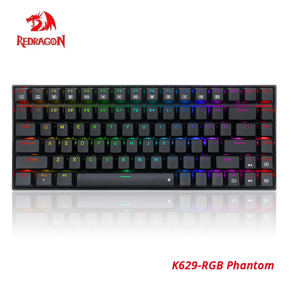 

Redragon K629-RGB Mechanical Keyboard Phantom RGB Backlight 84 Keys Hot-Swappable Red Switch Wired Gaming Keyboard for Laptop PC