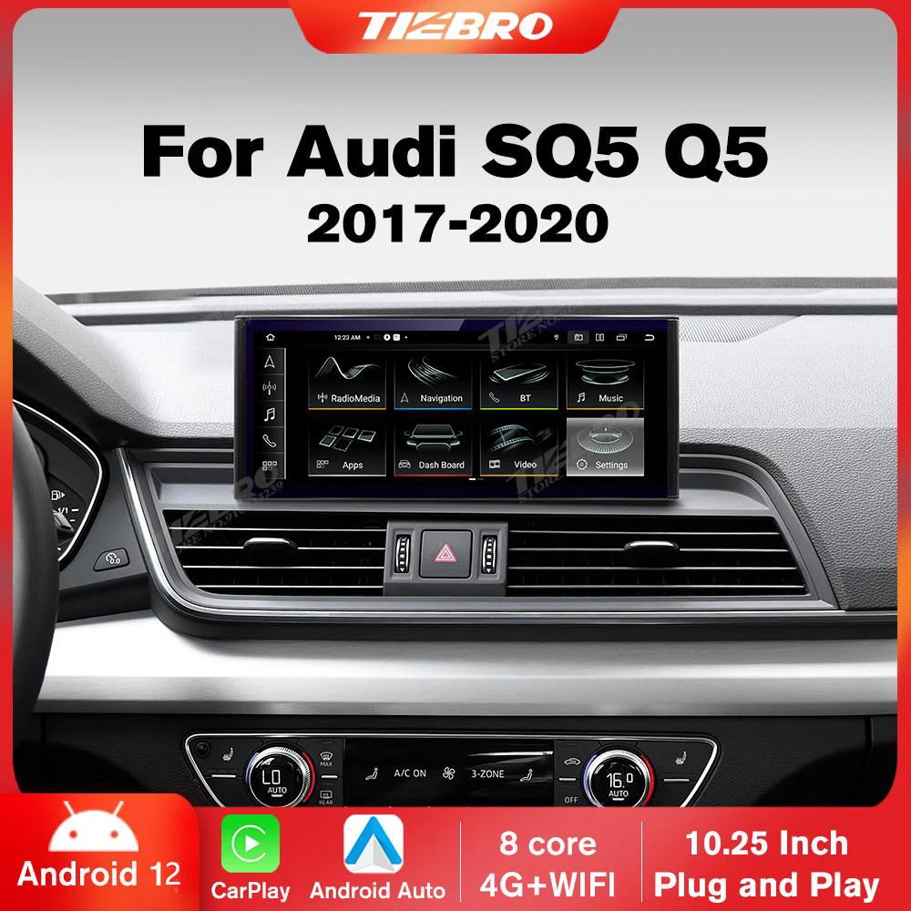 

TIEBRO 10.25'' Car Radio Carplay For Audi SQ5 Q5 2017-2020 LHD Multimedia Player GPS Navigation Android 12 Head Unit 8G+256G BT