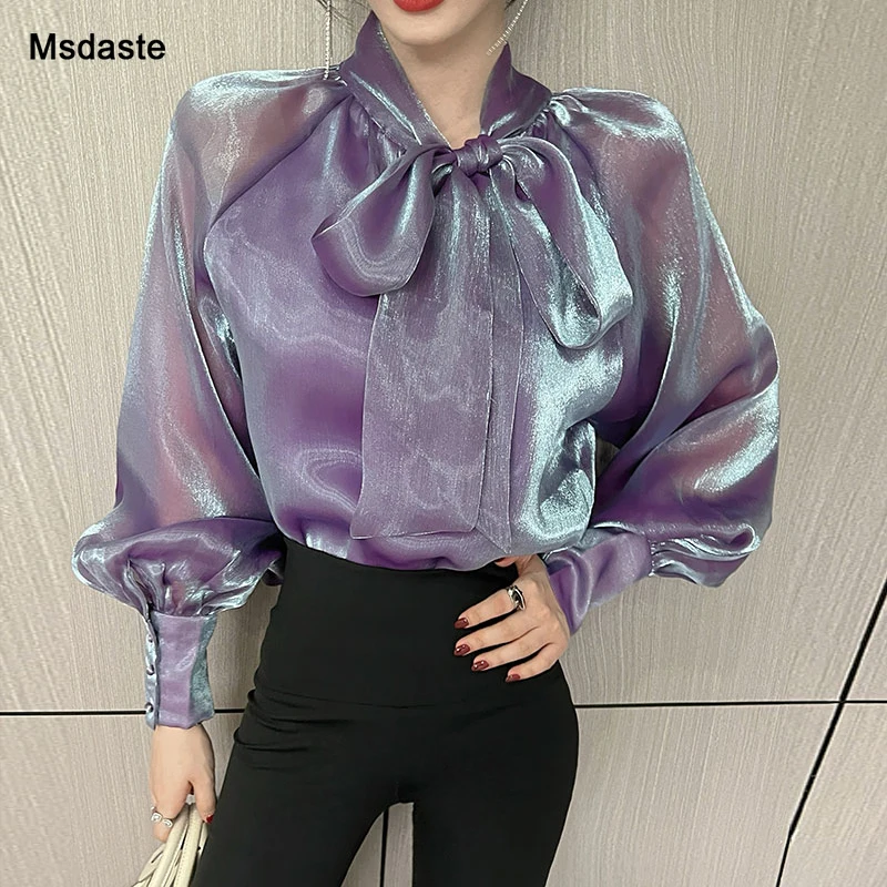 Chiffon Shirt Women Long Sleeve Woman Blouses Tops Pullovers Tops Mujer Purple Beige Bow Tie Neck Casual Lady Shirts Blouses
Chiffon Shirt Women Long Sleeve Woman Blouses Tops Pullovers Tops Mujer Purple Beige Bow Tie Neck Casual Lady Shirts Blouses