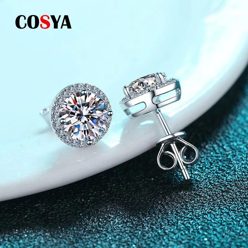 COSYA Real 1 Carat Moissanite Stud Earrings For Women 100% 925 Sterling Silver Round Cut Diamond Earrings Wed Fine Jewelry Gifts
COSYA Real 1 Carat Moissanite Stud Earrings For Women 100% 925 Sterling Silver Round Cut Diamond Earrings Wed Fine Jewelry Gifts