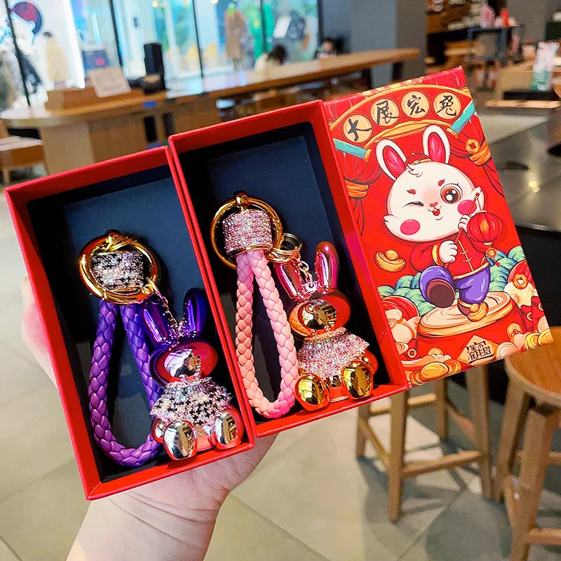 Cartoon Zodiac Rabbit Woven Rope Keychain Cute Keyring Rhinestones Pendant Couple Car Keyholder Bag Charm Hanging Ornaments
Cartoon Zodiac Rabbit Woven Rope Keychain Cute Keyring Rhinestones Pendant Couple Car Keyholder Bag Charm Hanging Ornaments