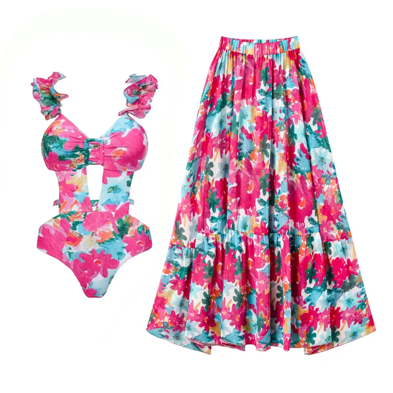 Women Swimsuits Colorful Floral Curved Design Vacation Swimsuit Set Paired with a Sun Protection Cover-Up, Lightweight and Sexy
Women Swimsuits Colorful Floral Curved Design Vacation Swimsuit Set Paired with a Sun Protection Cover-Up, Lightweight and Sexy