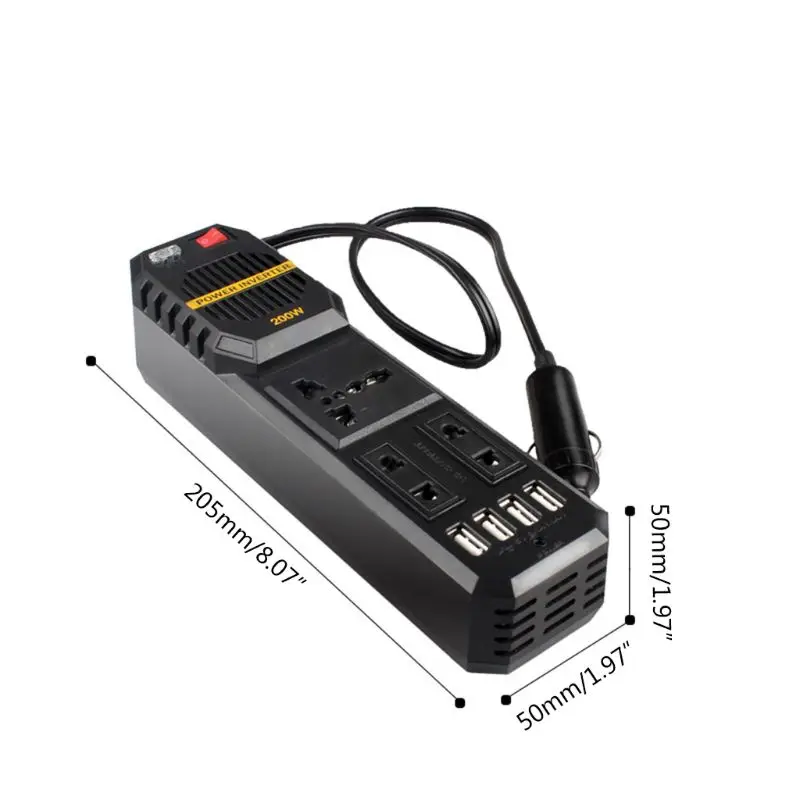 Автомобильный преобразователь напряжения, 200 Вт, 4 порта USB, 12 В постоянного тока в 220 В переменного тока, преобразователь 918B
Автомобильный преобразователь напряжения, 200 Вт, 4 порта USB, 12 В постоянного тока в 220 В переменного тока, преобразователь 918B