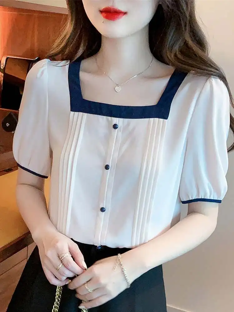 VONDA Femme Summer Short Puff Sleeves Street Office Chemise Women Casual Blusa Shirt Tops Square Collar Solid Blouses Oversized
VONDA Femme Summer Short Puff Sleeves Street Office Chemise Women Casual Blusa Shirt Tops Square Collar Solid Blouses Oversized