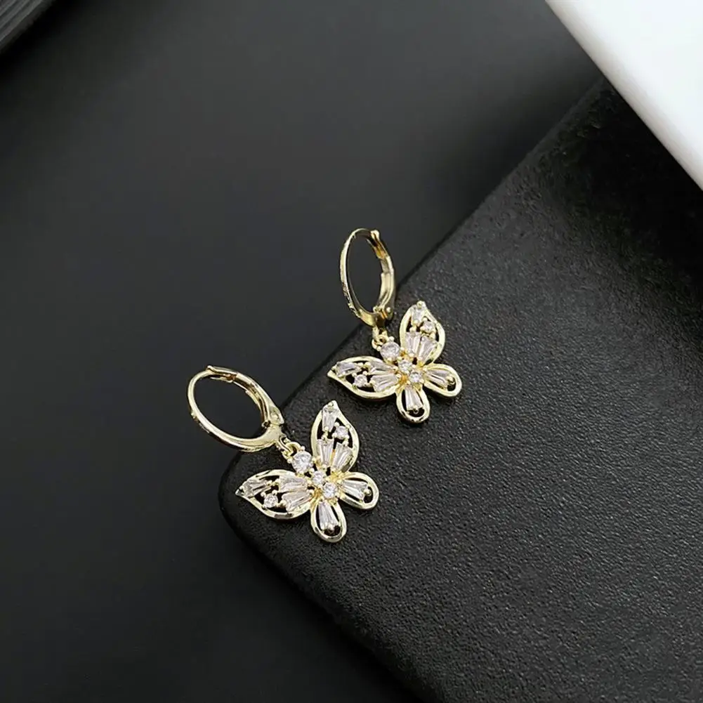 

1 Pair Drop Earrings Zircon Inlay Jewelry Decoration Women Girls Butterfly Dangle Earrings Women Earrings for Everyday Life