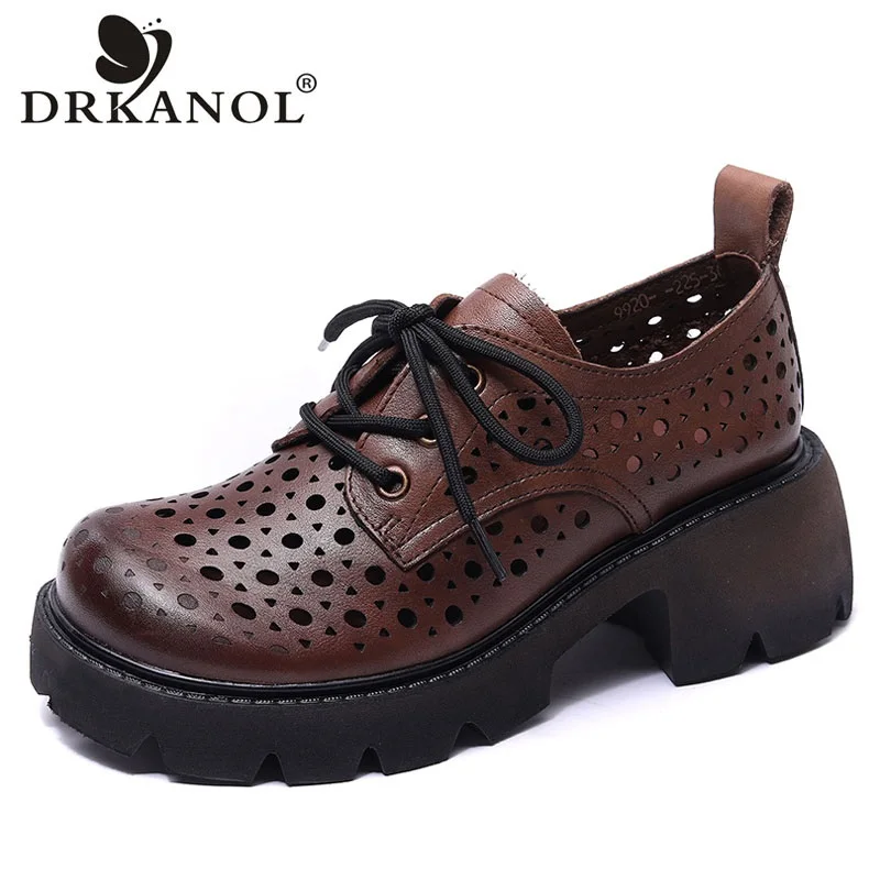 DRKANOL British Style Women Summer Shoes 100% Genuine Cow Leather Hollow Breathable Retro Handmade Casual Platform Shoes Woman
DRKANOL British Style Women Summer Shoes 100% Genuine Cow Leather Hollow Breathable Retro Handmade Casual Platform Shoes Woman