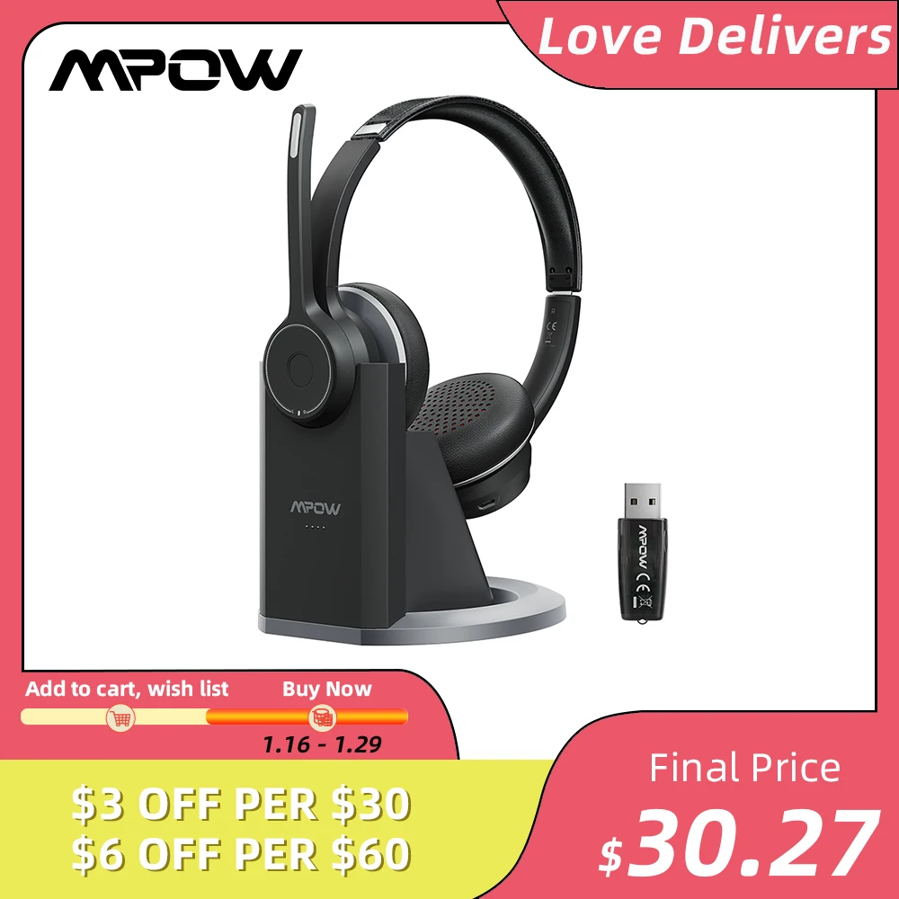 Беспроводные наушники Mpow HC5 Pro, гарнитура Bluetooth 5,0 с шумоподавлением CVC8.0, микрофоном, зарядным устройством, USB-адаптером, компьютерные наушник...
Беспроводные наушники Mpow HC5 Pro, гарнитура Bluetooth 5,0 с шумоподавлением CVC8.0, микрофоном, зарядным устройством, USB-адаптером, компьютерные наушник...