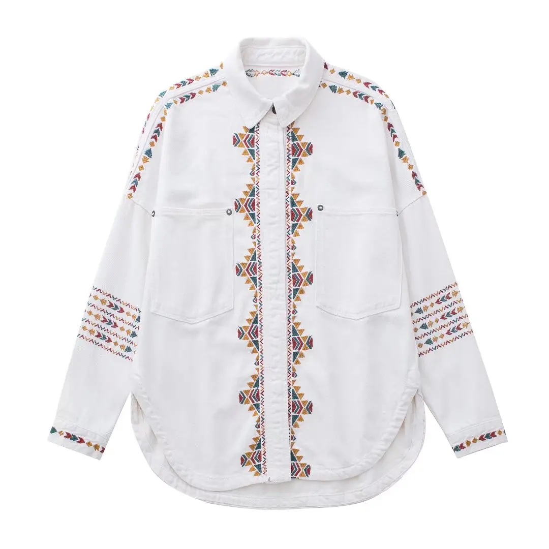 Clothland Women Sweet White Denim Jacket Embroidery Long Sleeve Loose Style Coats Spring Chic Casual Female Oversize Tops LA379
Clothland Women Sweet White Denim Jacket Embroidery Long Sleeve Loose Style Coats Spring Chic Casual Female Oversize Tops LA379