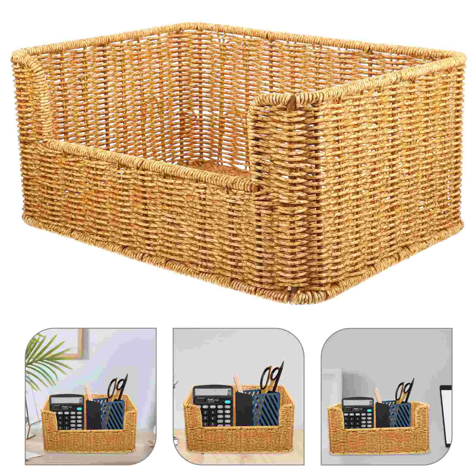 Woven Book Storage Basket Tabletop Book Basket Sundries Storage Basket Imitation Rattan Basket
Woven Book Storage Basket Tabletop Book Basket Sundries Storage Basket Imitation Rattan Basket
