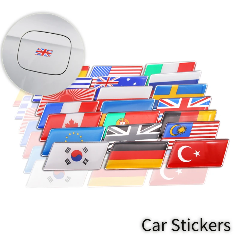 

1Pc Car Sticker Decal Aluminum alloy epoxy Germany England Australia France Russia Spain Sweden Canada Portugal Flag Badge
