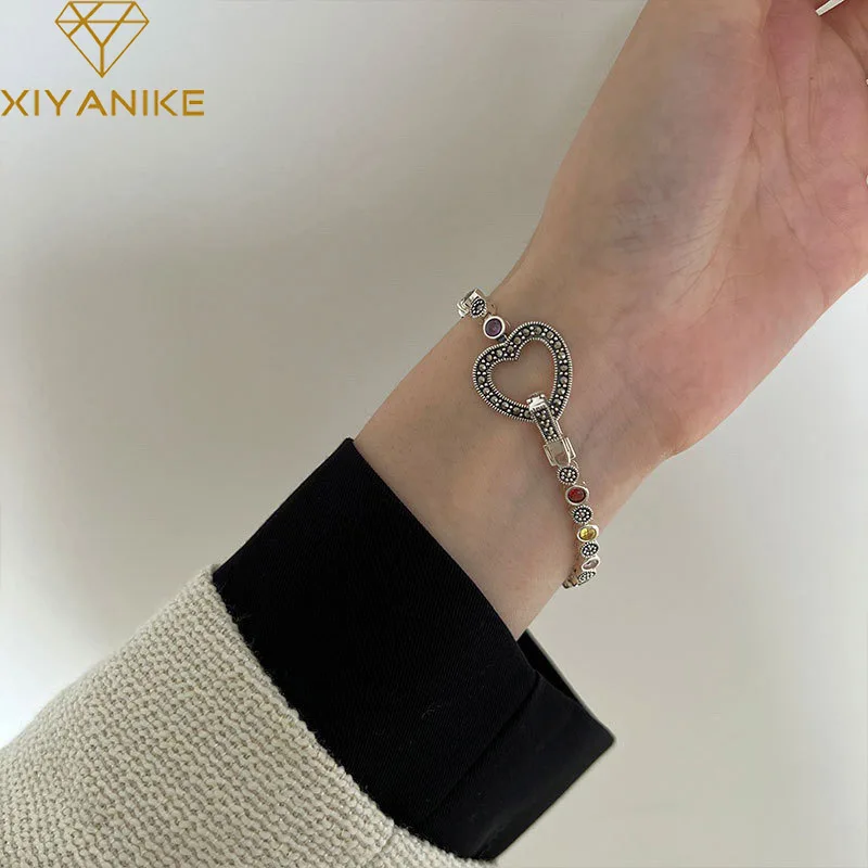 DAYIN Rainbow Zircon Heart Chain Bracelet For Women Girl Vintage Fashion New Jewelry Bosom Friend Gift Party Pulseras Mujer
DAYIN Rainbow Zircon Heart Chain Bracelet For Women Girl Vintage Fashion New Jewelry Bosom Friend Gift Party Pulseras Mujer