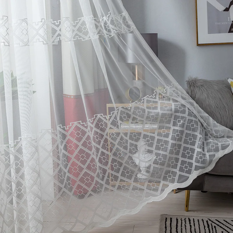 Curtains for Living room dining bedroom Modern diamond grid embroidered window screen light and breathable window screen door-xj
Curtains for Living room dining bedroom Modern diamond grid embroidered window screen light and breathable window screen door-xj