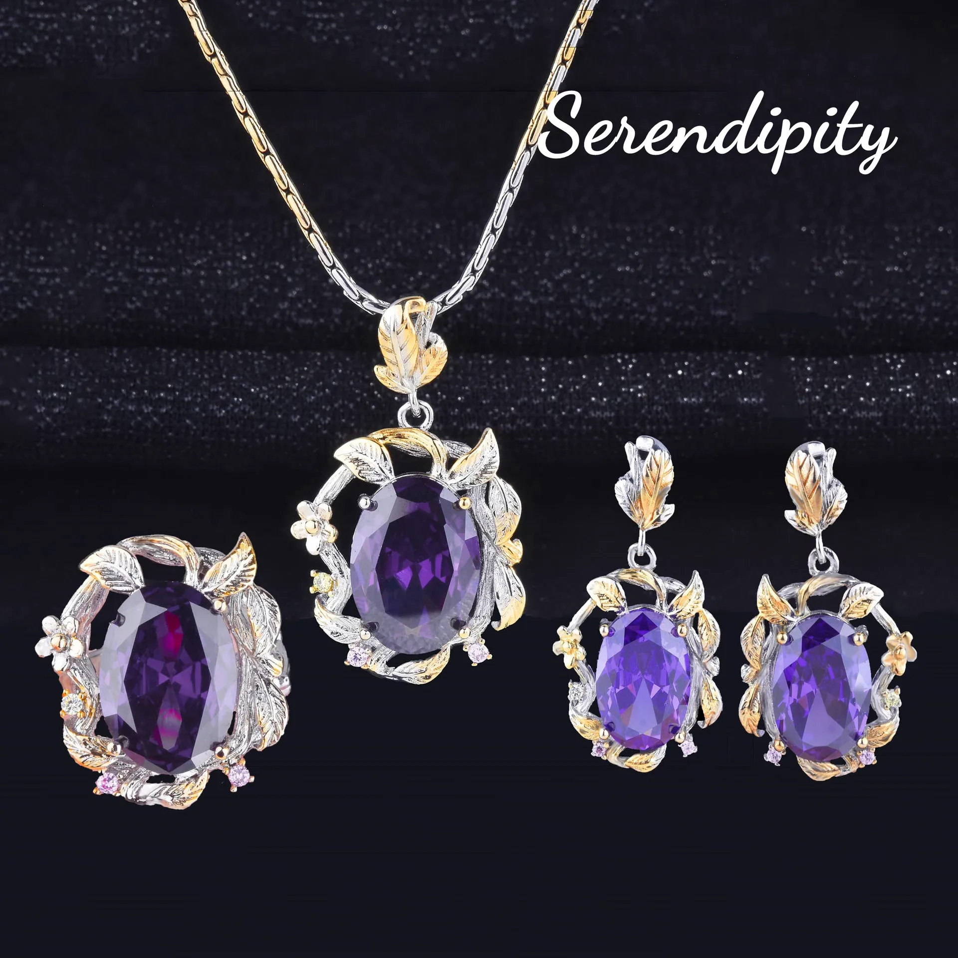 Luxury Noble Jewelry Sets For Women Flower Carving Pattern Imitated Amethyst Pendant Necklaces Earrings Rings Banquet Gifts
Luxury Noble Jewelry Sets For Women Flower Carving Pattern Imitated Amethyst Pendant Necklaces Earrings Rings Banquet Gifts
