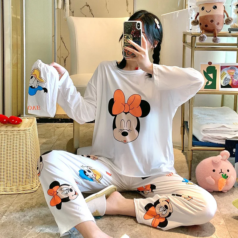 Disney Pajamas Autumn Korean-Style Long-Sleeved Trousers round Neck Sweet Cute Cloth Bag Cartoon Mickey Homewear Suit
Disney Pajamas Autumn Korean-Style Long-Sleeved Trousers round Neck Sweet Cute Cloth Bag Cartoon Mickey Homewear Suit