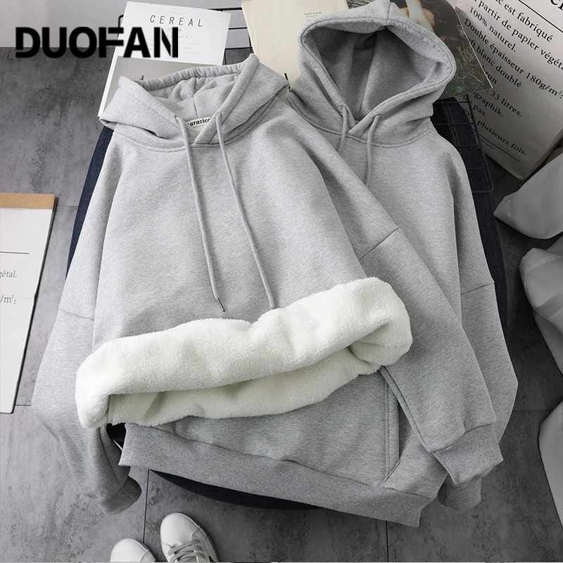 DUOFAN Women Grey Fleece Hooded Sweatshirt Lady Fashion Print Hoodie Pullovers Loose Autumn Winter Top Female Clothing Warm Coat
DUOFAN Women Grey Fleece Hooded Sweatshirt Lady Fashion Print Hoodie Pullovers Loose Autumn Winter Top Female Clothing Warm Coat