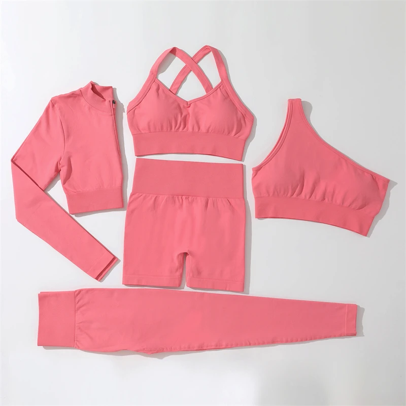 New Yoga Set Five Piece Women's Gym Single And Double Strap Yoga Bra Exercise Butt Lift Sports Shorts Long Pants With Zipper Top
New Yoga Set Five Piece Women's Gym Single And Double Strap Yoga Bra Exercise Butt Lift Sports Shorts Long Pants With Zipper Top