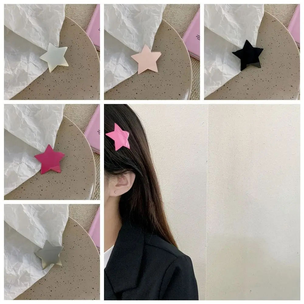 

Korean Sweet Cool Spicy Girl Y2K Star Hairpin Pentagram Metal Hair Clip Hair Barrettes Cute Bangs Clip Duckbill Clip Side Clip