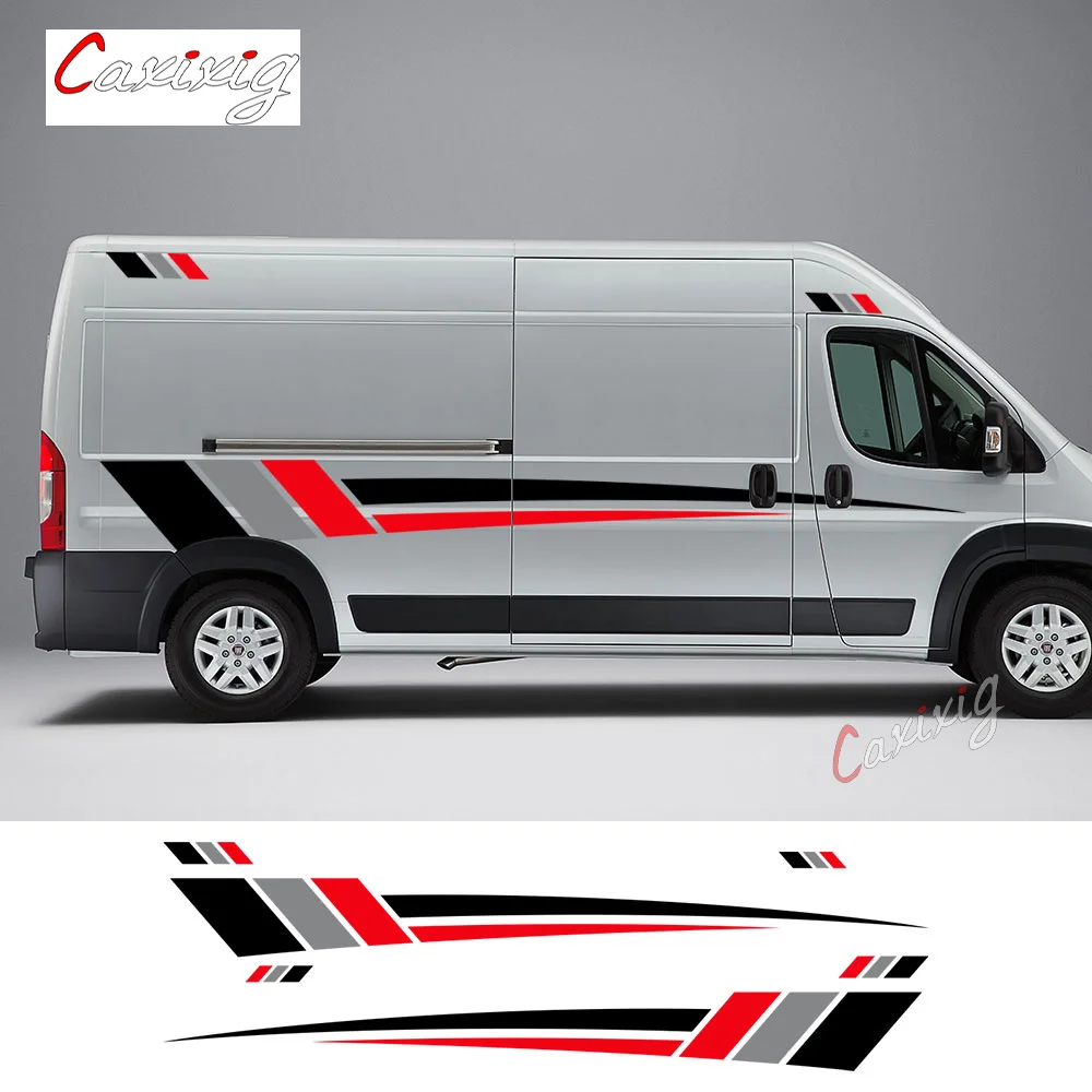 

6Pcs/Lot Car Body Stickers Motorhome Stripes Graphics Decals For Peugeot Boxer Citroen Jumper Fiat Ducato Camper Van Accessories