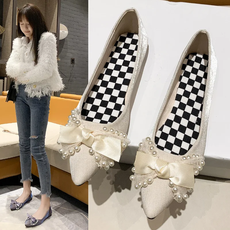 Single Shoe Women's 2022 Spring And Autumn New Korean Fashion Pearl Bow Ladle Shoes Soft Bottom Doudou Shoes Women's Shoes 
Single Shoe Women's 2022 Spring And Autumn New Korean Fashion Pearl Bow Ladle Shoes Soft Bottom Doudou Shoes Women's Shoes