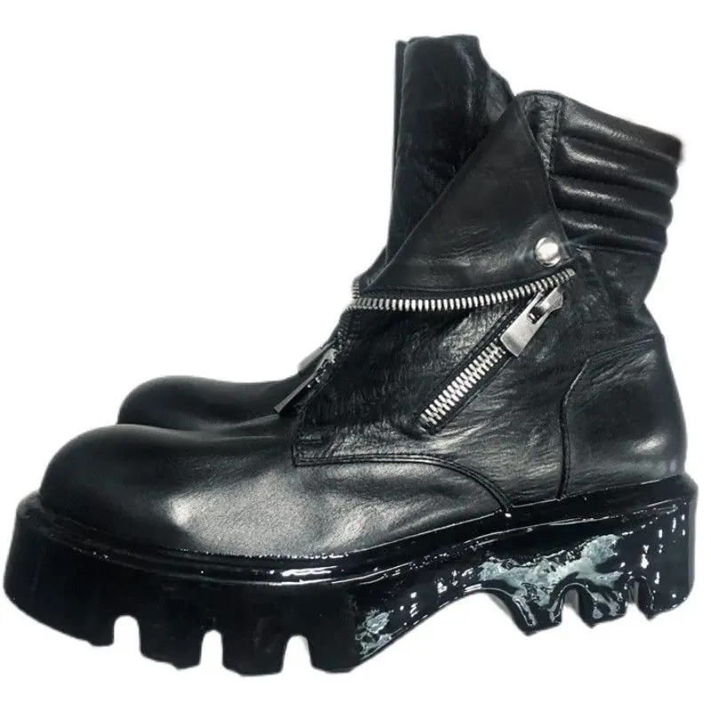 Black& Street Exclusive Retro Tooling Boots Trend Increase Thick Bottom CCP Drop Wax Dissolve Genuine Leather Men's Boots
Black& Street Exclusive Retro Tooling Boots Trend Increase Thick Bottom CCP Drop Wax Dissolve Genuine Leather Men's Boots