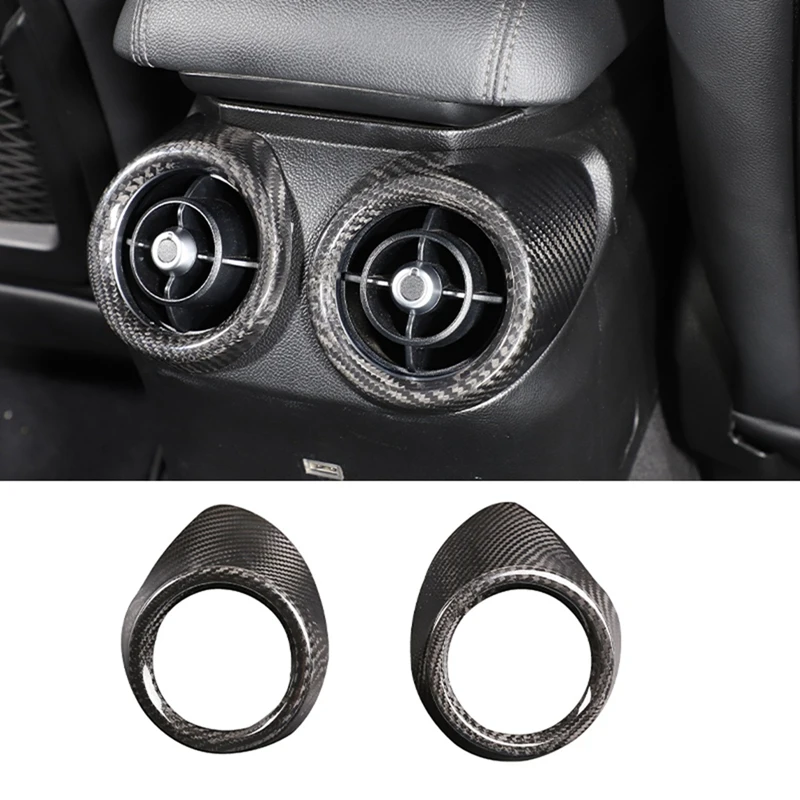 

Dry Carbon Fiber Car Rear Row Air Vent Outlet Cover Trim For Alfa Romeo Giulia 2017-2020 Interior Replacement Accessories