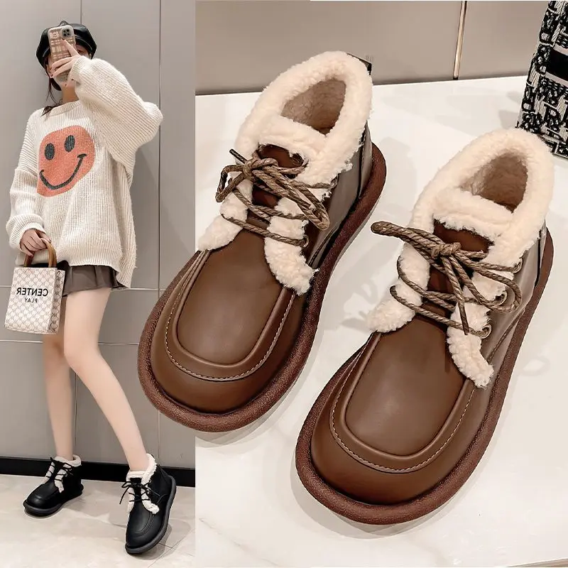 Новинка зимы 2022, женские туфли LLUUMIU на шнуровке, повседневные хлопковые туфли на плоской подошве, Женская Теплая Бархатная обувь, женские ко... 
Новинка зимы 2022, женские туфли LLUUMIU на шнуровке, повседневные хлопковые туфли на плоской подошве, Женская Теплая Бархатная обувь, женские ко...